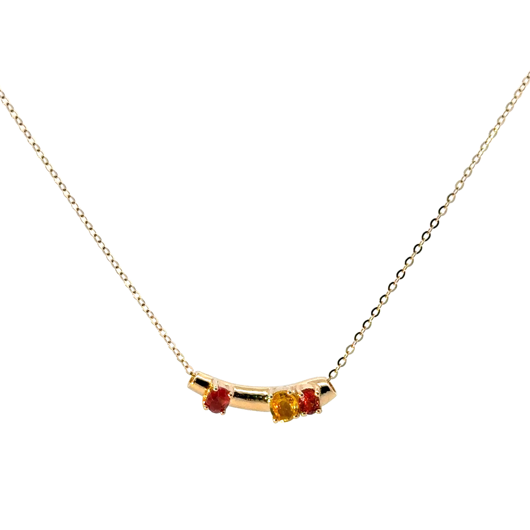 Solid 14k Sapphire Horn Bar Necklace