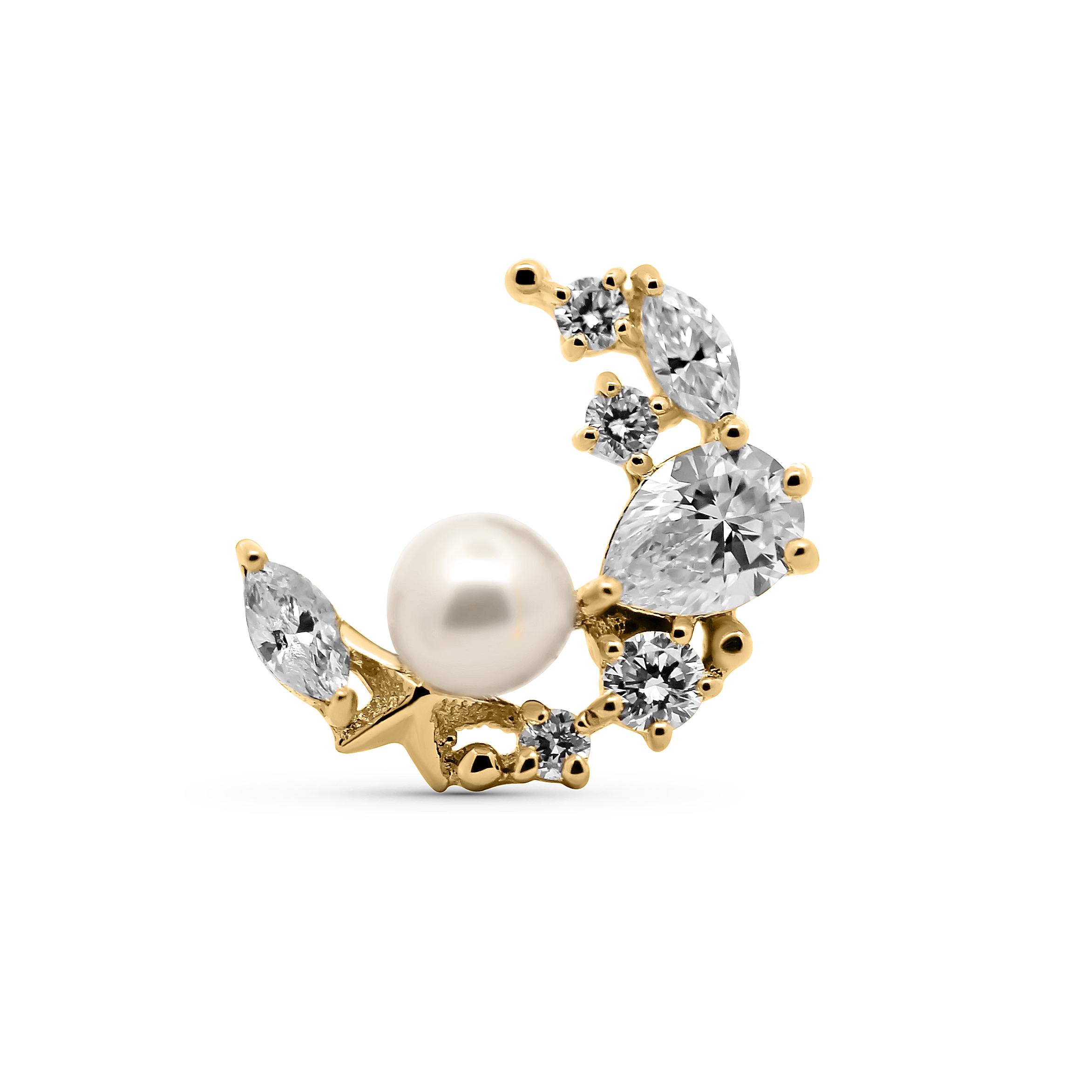 Solid 14k Moon Cluster Threadless End