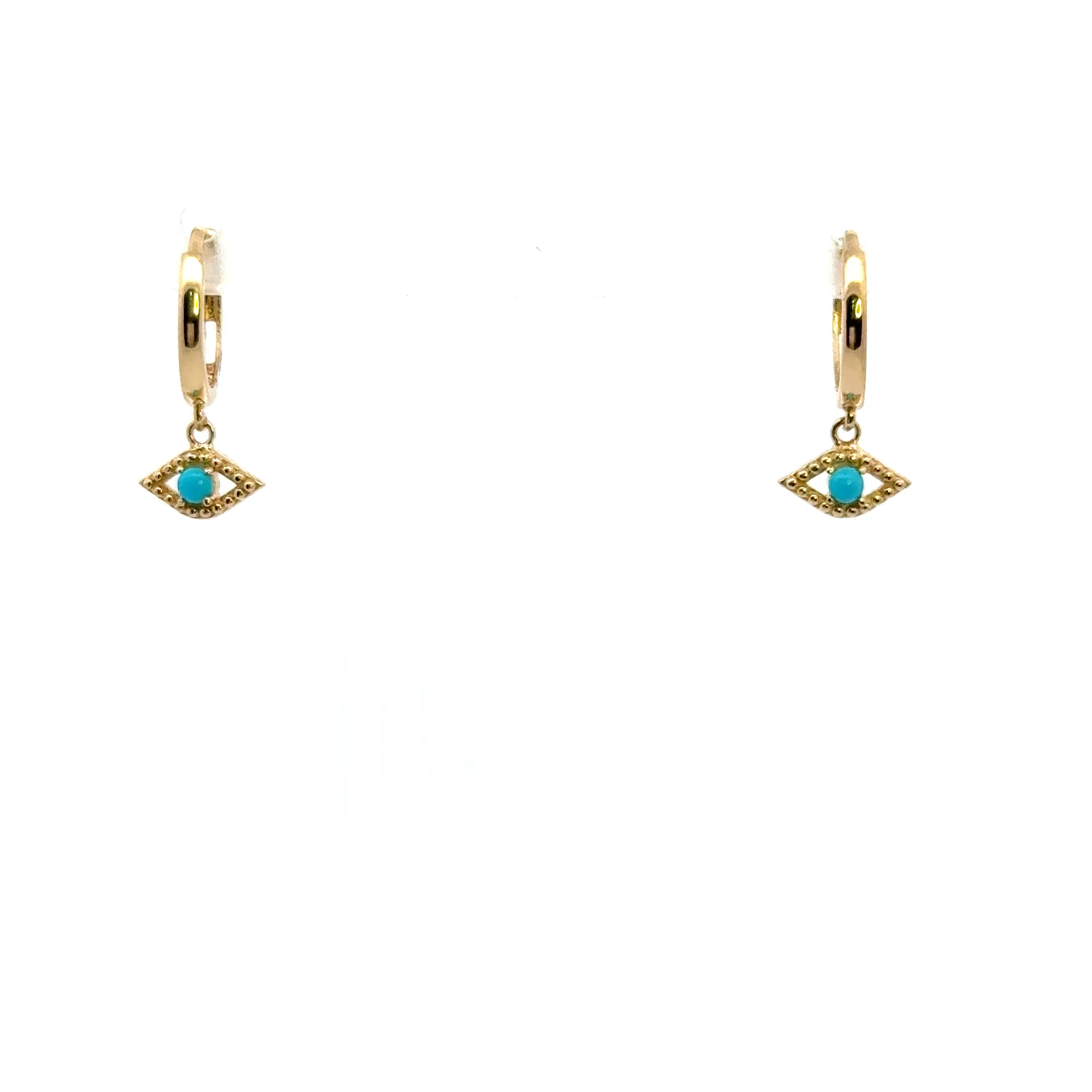 Solid 14k Evil Eye Huggie Hoops