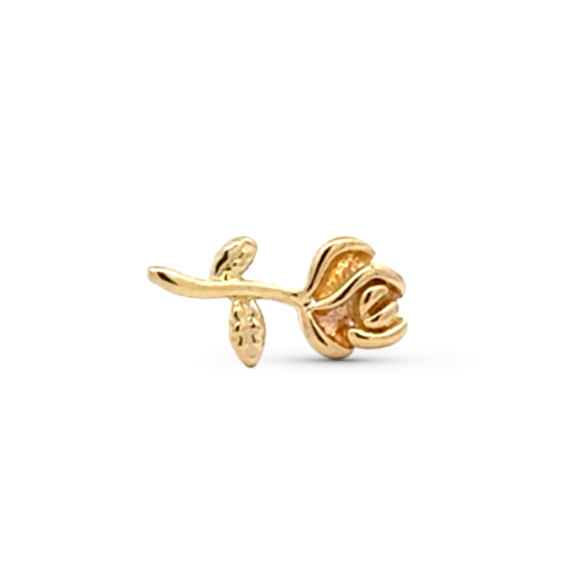 Solid 14k Rose Polish Threadless End