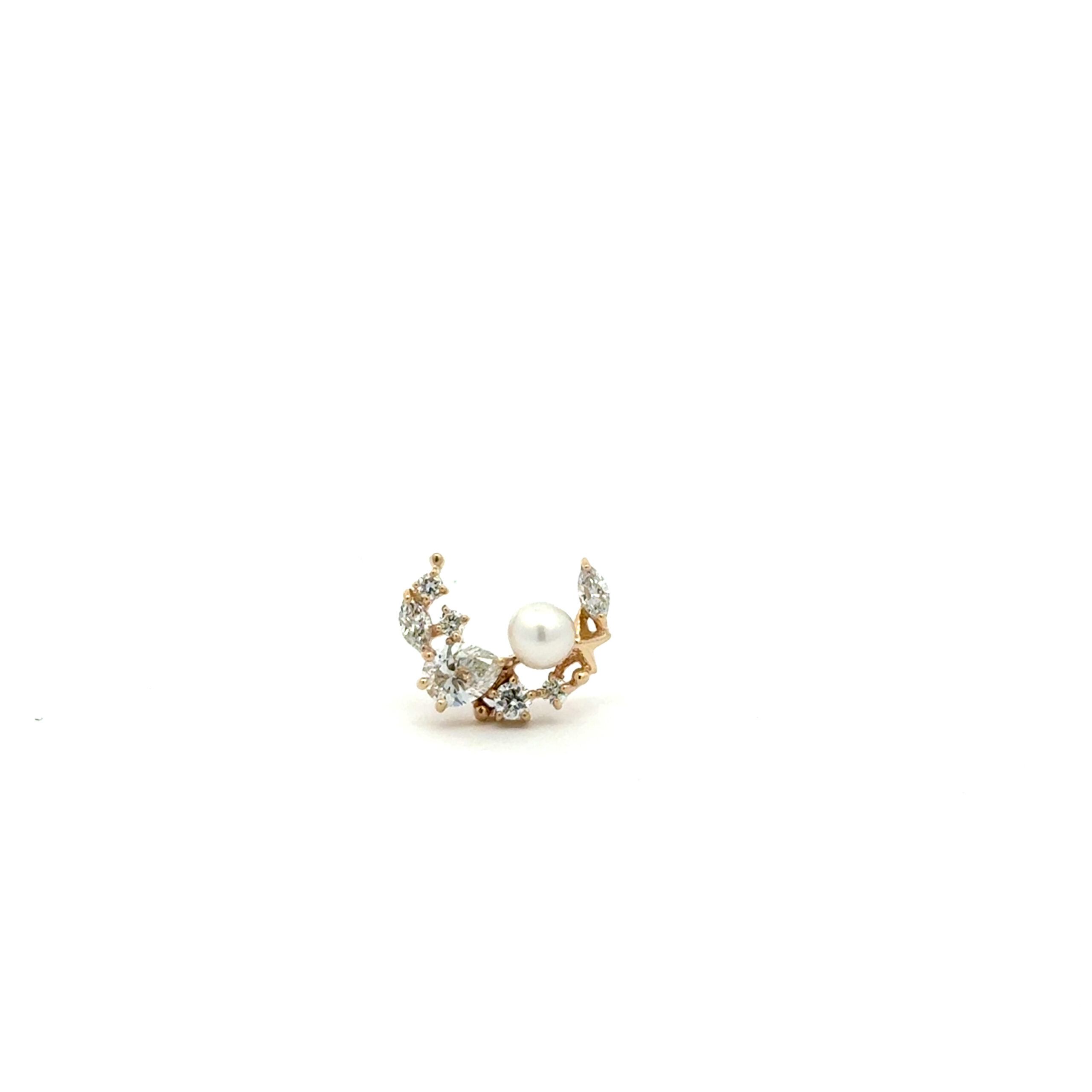 Solid 14k Lab Diamond Moon Cluster Threadless End