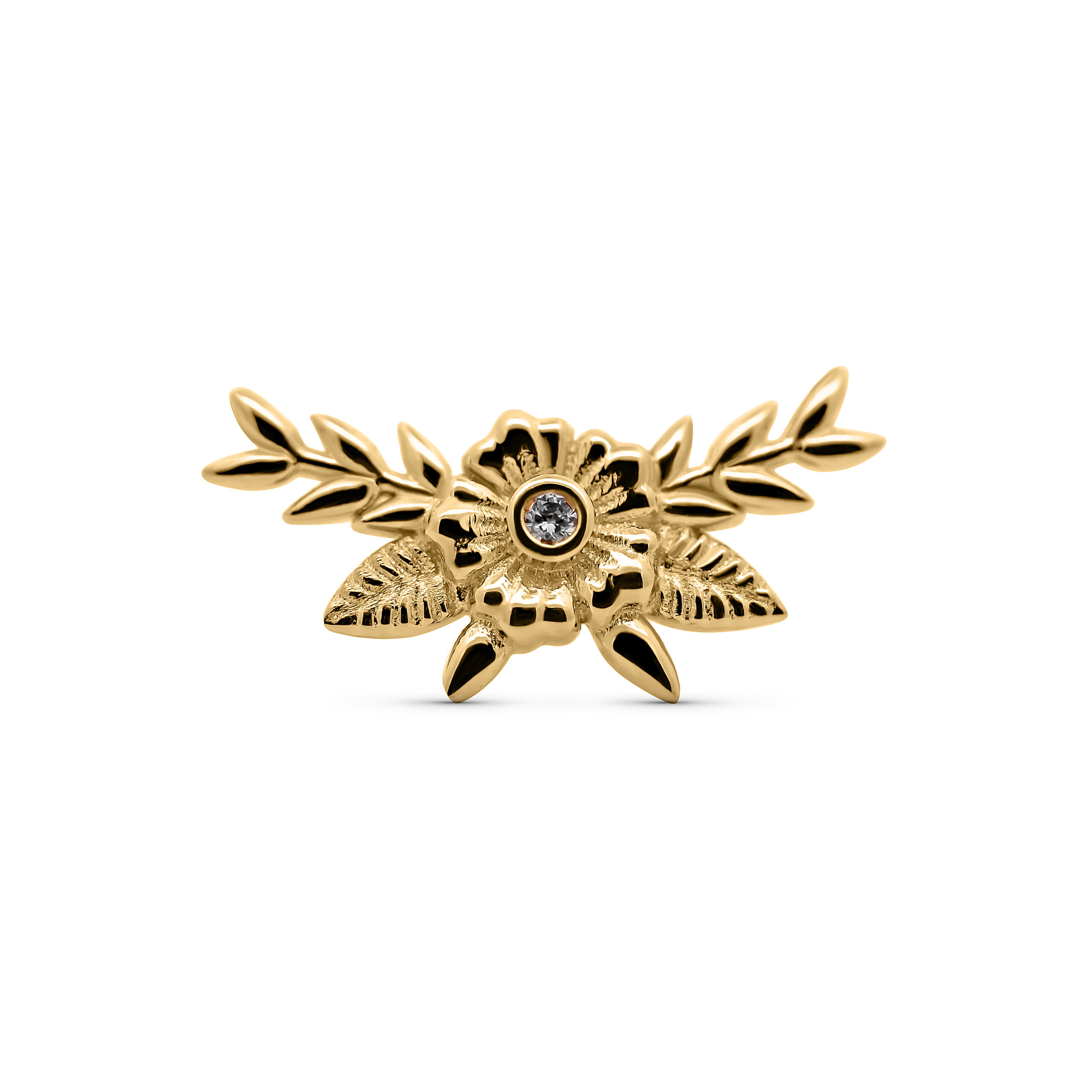 Solid 14k Flora Vine Threadless End
