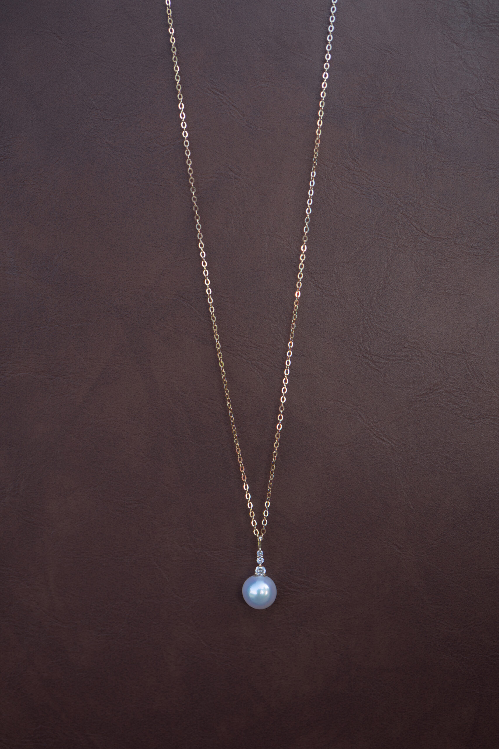 Solid 14k Pearl Diamond Necklace