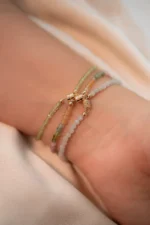 Solid 14k Magnetic Faceted Jade Bead Bracelet - Image 10