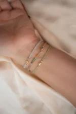 Solid 14k Magnetic Faceted Jade Bead Bracelet - Image 9