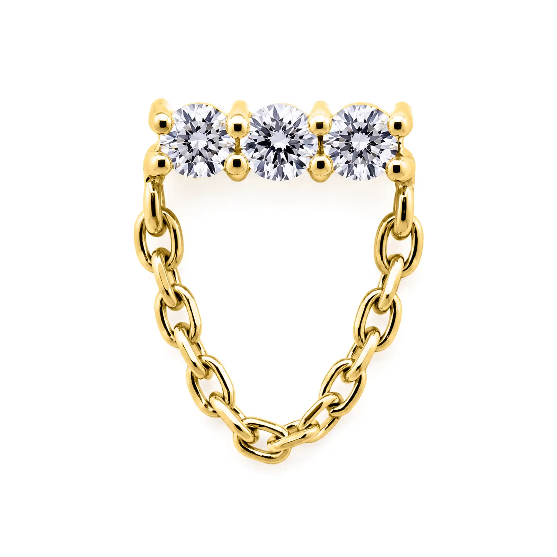Solid 14k Diamond Bar Trio Chain Dangle End