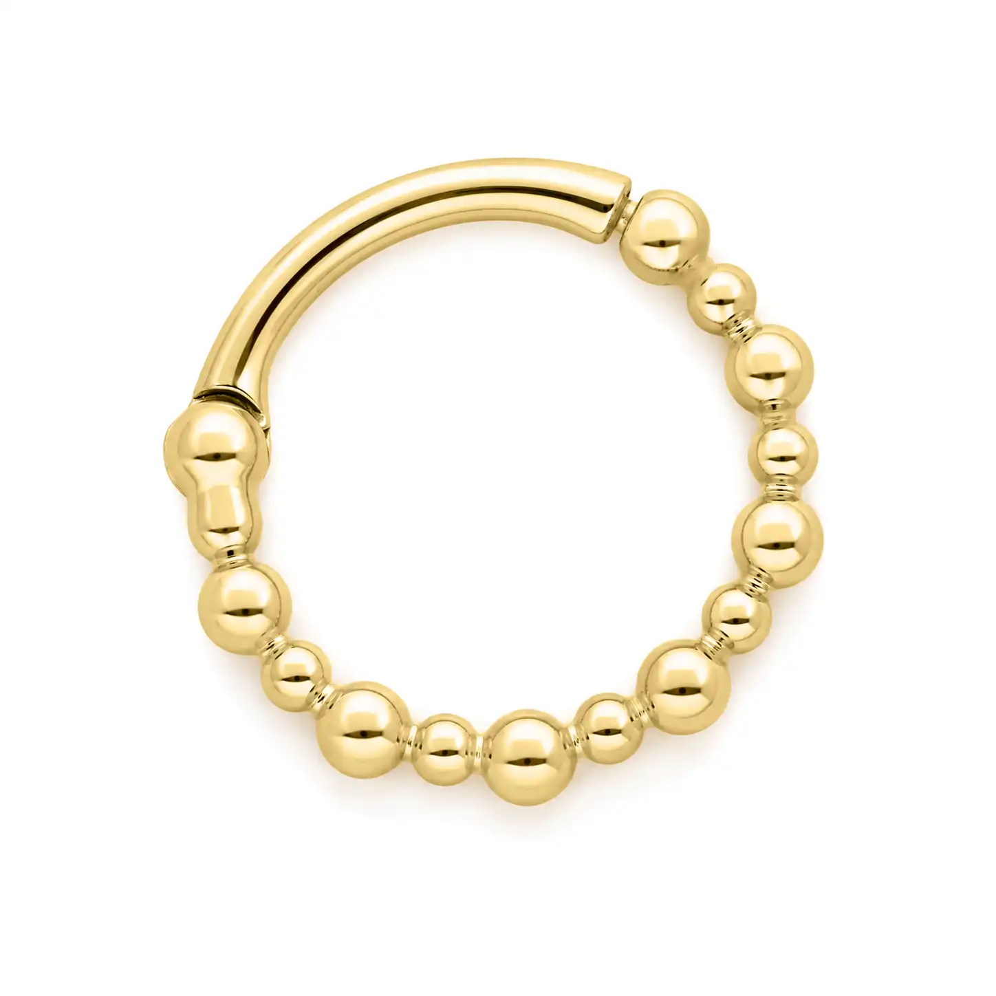 Solid 14k Beaded Clicker Side Facing