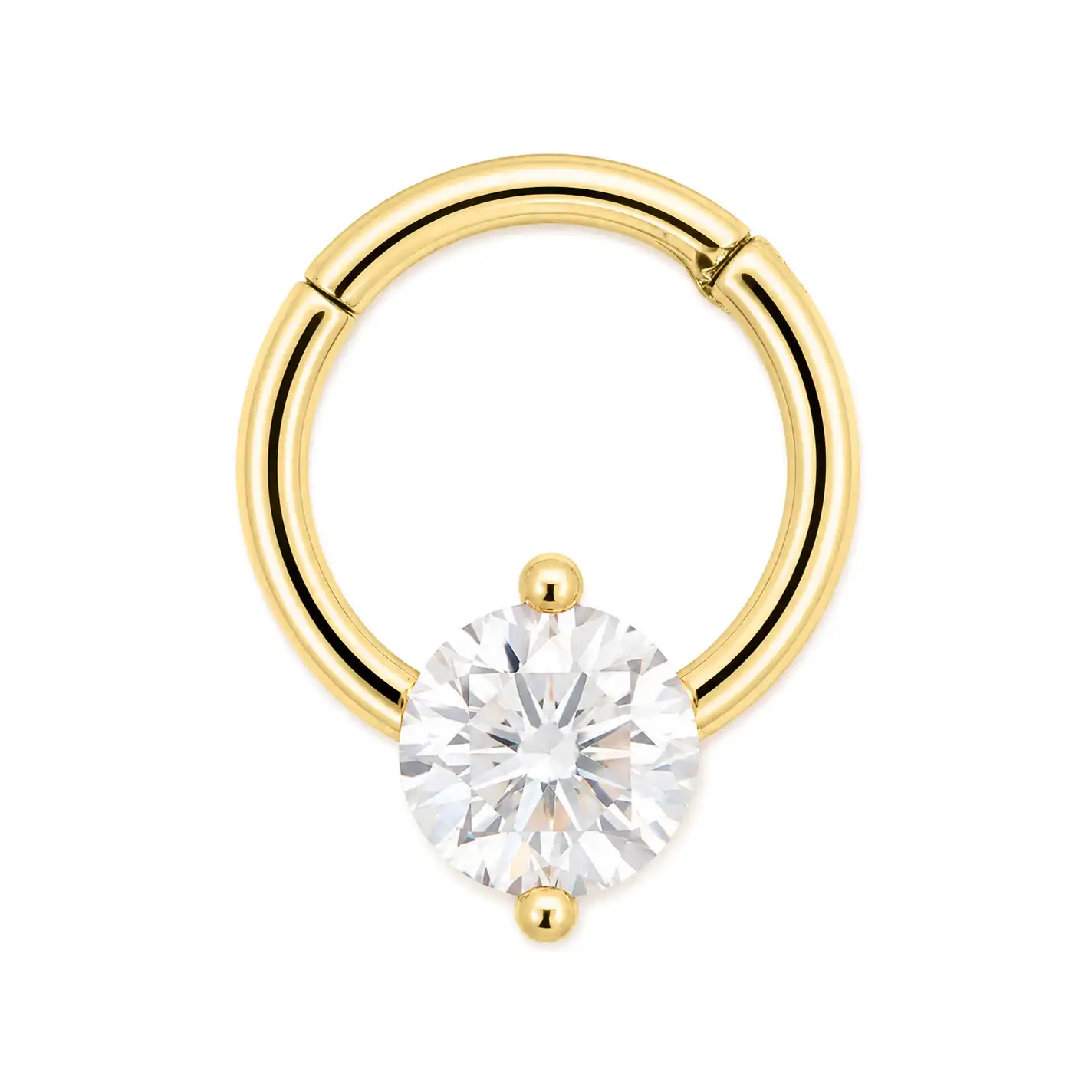 Solid 14k Fixed Solitaire Clicker Side Facing