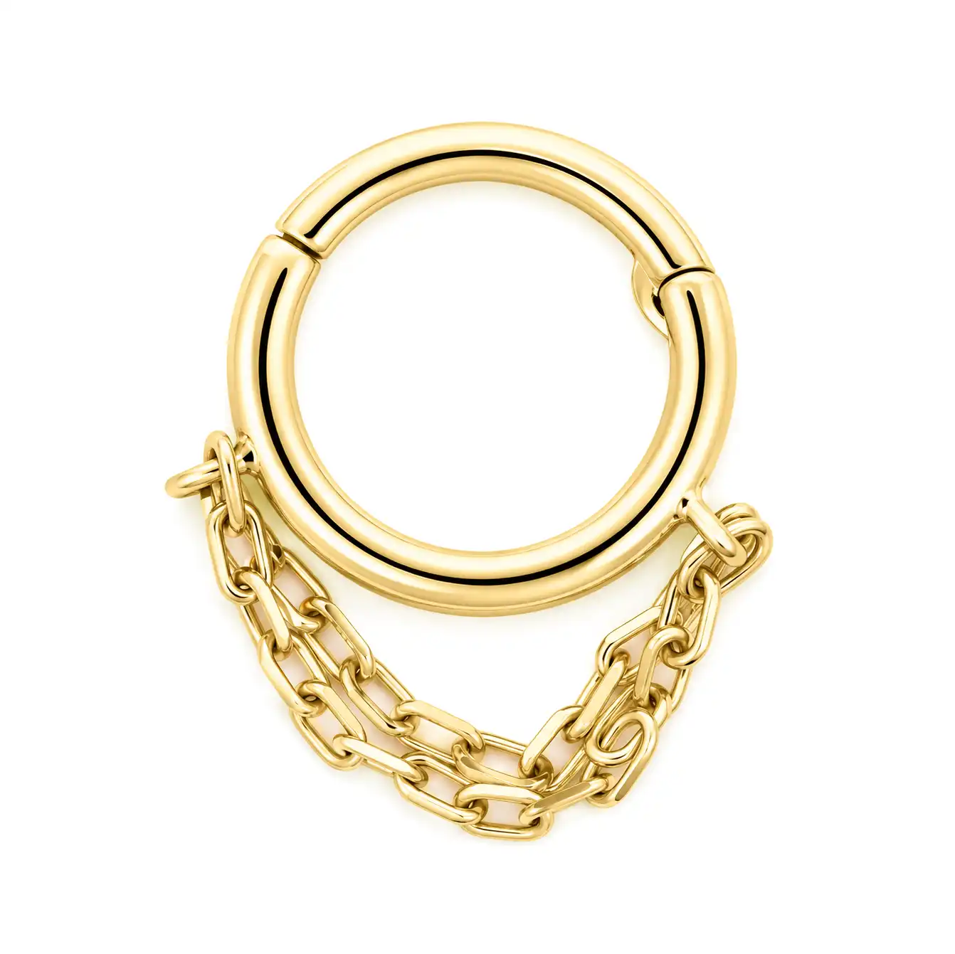 Solid 14k Chain Dangle Clicker Side Facing