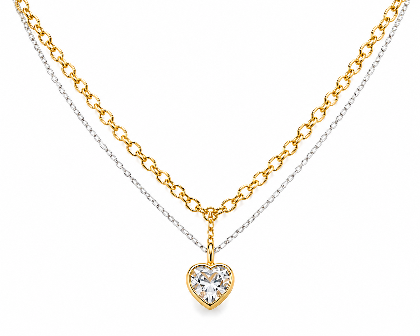 Solid 14k/18k Collected Heart Necklace