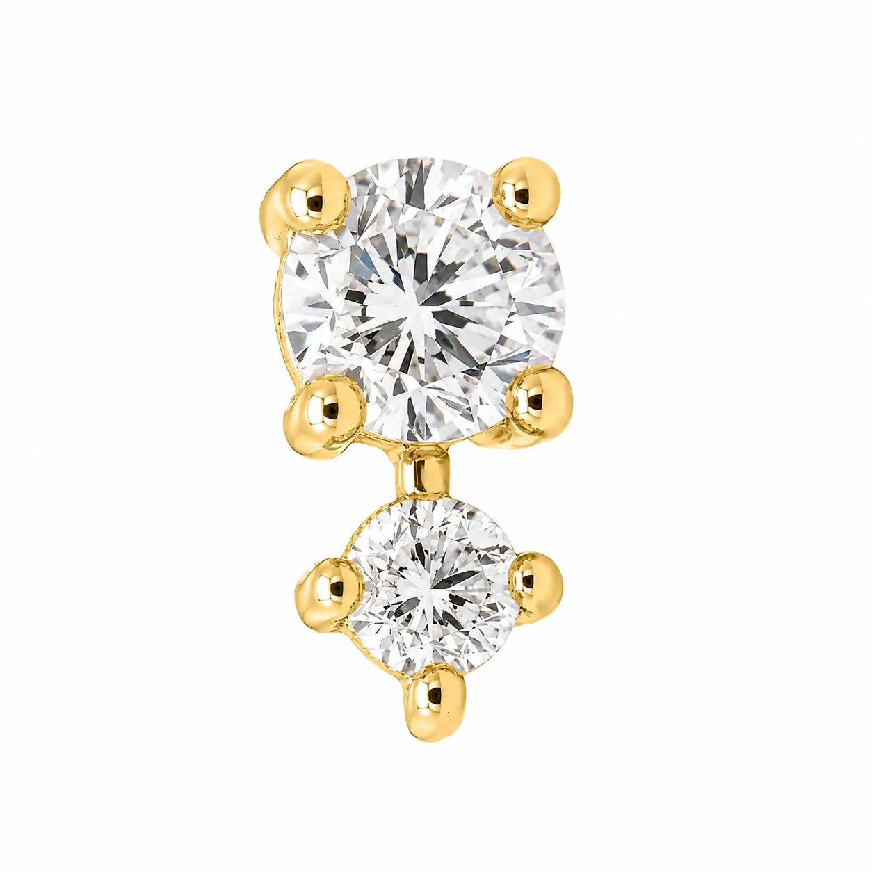 Solid 14k Diamond Duo Dangle End