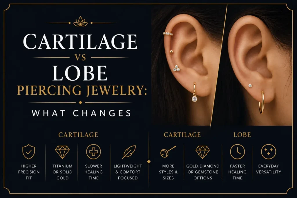 Cartilage vs Lobe Piercing Jewelry: What Changes